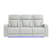 Julian - Power Reclining Sofa With Footrest And LED Lighting - Silver
