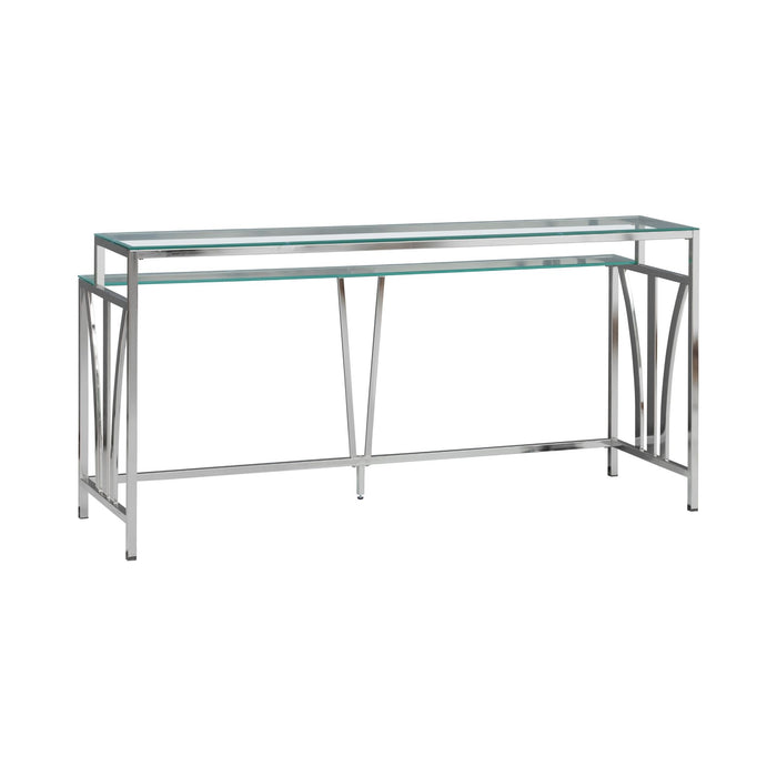 Celina - 72" Rectangle Tempered Glass Console Table - Shiny Nickel