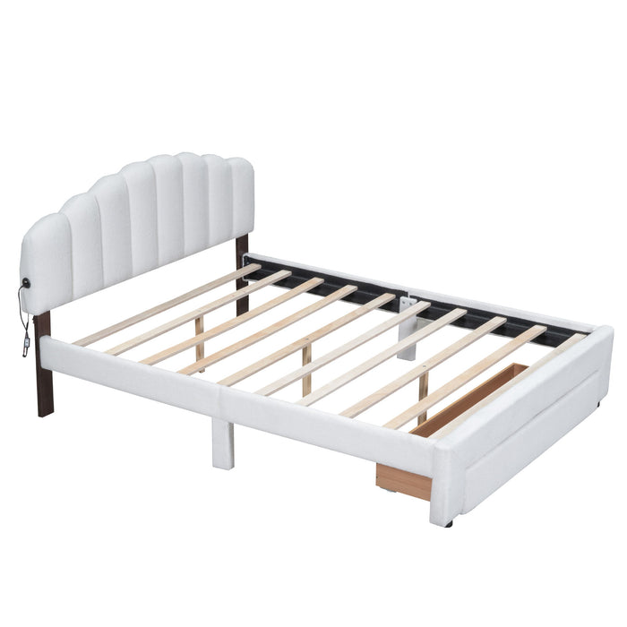 Upholstered Platform Bed With Drawer