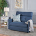 Alma - Contemporary Upholstered Loveseat Recliner - Navy Blue