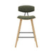 Fox - Counter Height Curved Back Wood Bar Stool With Faux Leather Seat