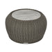 Amira - Outdoor Round Sintered Stone Side Table With Woven Rattan Body And Aluminum Frame - Deep Bronze