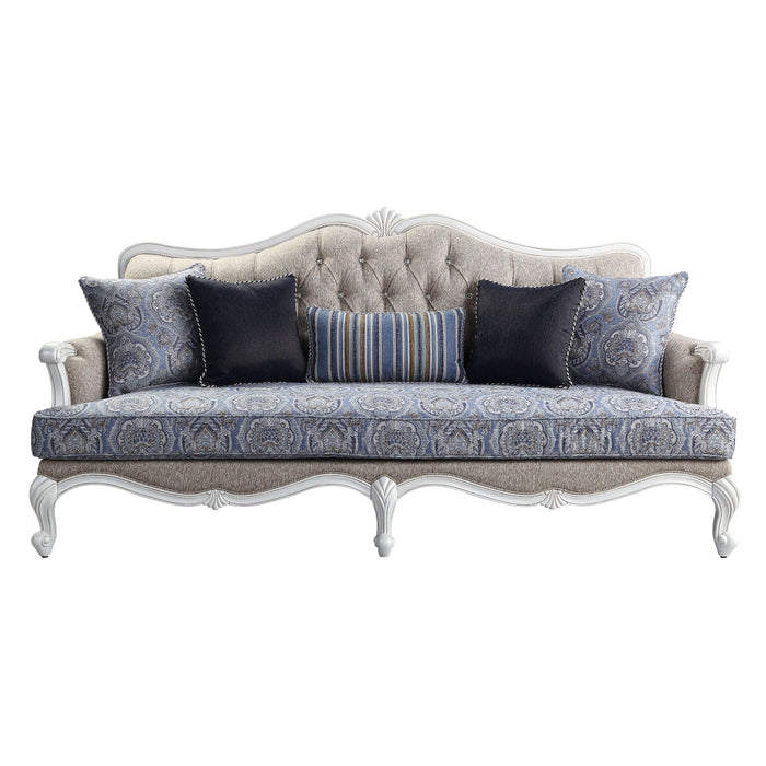 Ciddrenar - Sofa With 5 Pillows - Fabric & White