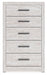 Cayboni - Whitewash - Five Drawer Chest Sacramento Furniture Store Furniture store in Sacramento