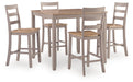 Harperfeld - Dining Room Counter Table Set (Set of 5) - Natural / Gray