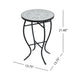 Outdoor Round Side Table With Mosaic Style Top And Curved Iron Legs