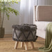 Roja - Handcrafted Wool & Cotton Foot Stool With Eucalyptus Wood Frame - Dark Brown