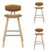 Fox - Bar Height Curved Back Wood Bar Stool With Faux Leather Seat