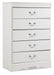 Anarasia - Five Drawer Chest - White