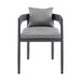 Menorca - Outdoor Patio Dining Chairs In Aluminum With Gray Cushions - (Set Of 2)