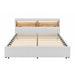Sacha - Bed With LED And Bookcase Headboard, Built In Siderail Storage