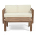 2 Piece Patio Set With Open-Back Loveseat And Coffee Table - Beige / Brown