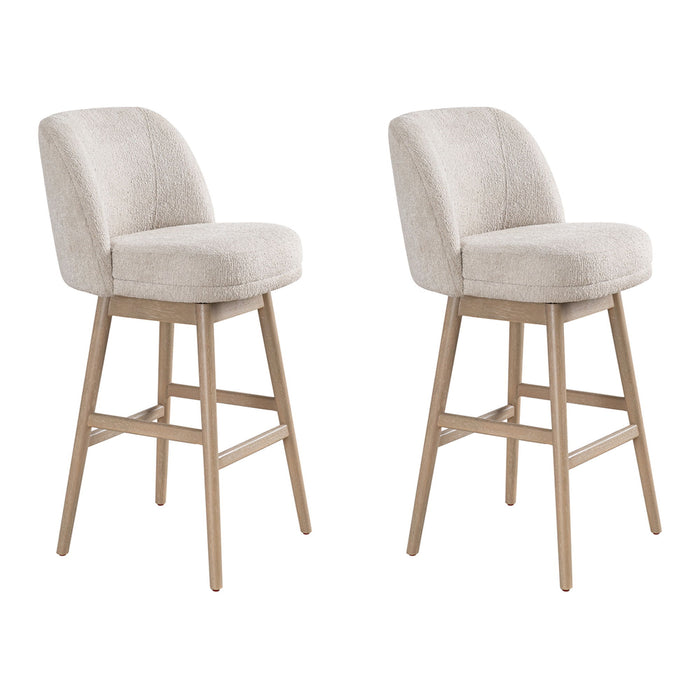 Sadie - Solid Wood Upholstered 30" Bar Height Swivel Barstool