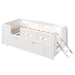 Platform Bed With Guardrail And Drawer