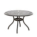 Tranquilius - Outdoor Round Dining Table With Lattice Tabletop, Umbrella Hole And Curved Legs