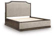 Wickenger - King Upholstered Panel Bed - Dark Brown
