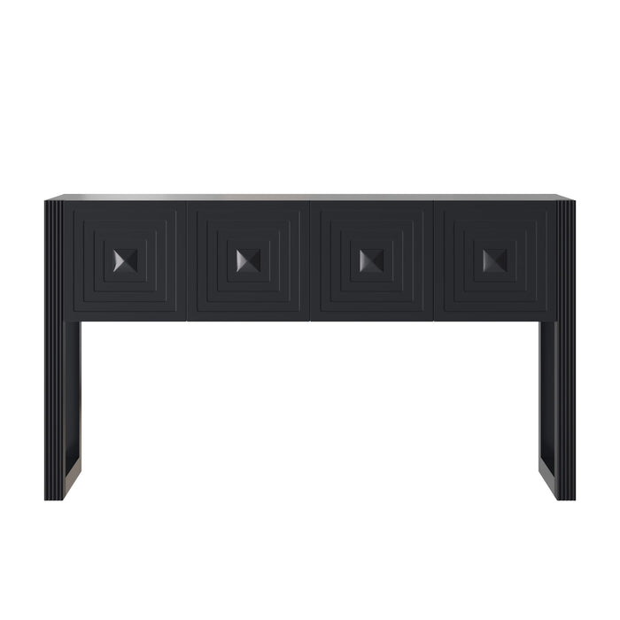 Geometric Carved Console Table With 3 Soft Close Drawers