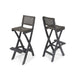 Outdoor Folding Acacia Wood Barstools With Rattan Backrest And Seat, (Set of 2) - Dark Gray