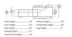 Omnia SLOFA sleeper sofa dimensions and measurement diagram