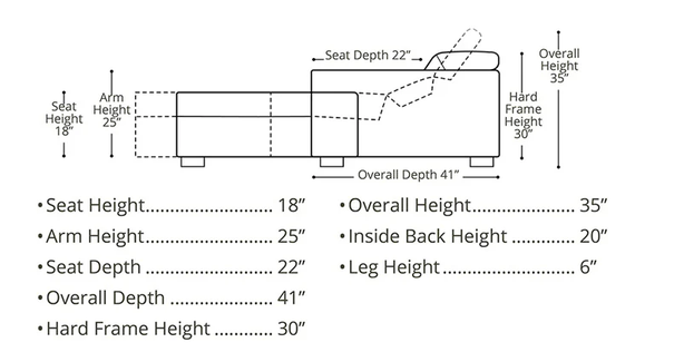 Omnia SLOFA sleeper sofa dimensions and measurement diagram