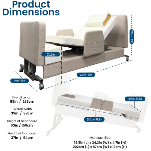 Elevra luxury rotating lift bed with waterproof mattress cover sold by Sacramento Furniture Store