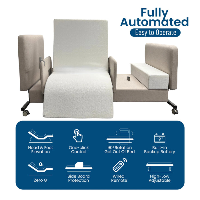 Elevra rotating lift bed for independent living available at Sacramento Furniture Store