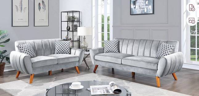 2-Piece Sectional Set W/ 2 Accent Pillows