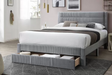 Modern corduroy platform bed with under-bed storage drawer in dark gray at Sacramento Furniture Store