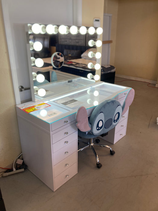 SlayStation® Contour Pro 2.0 Vanity Table with LED Light & Extra Storage