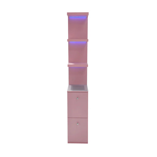 Glam vanity display column with RGB lights and mirrored back panel in Sacramento CA-impressions vanity