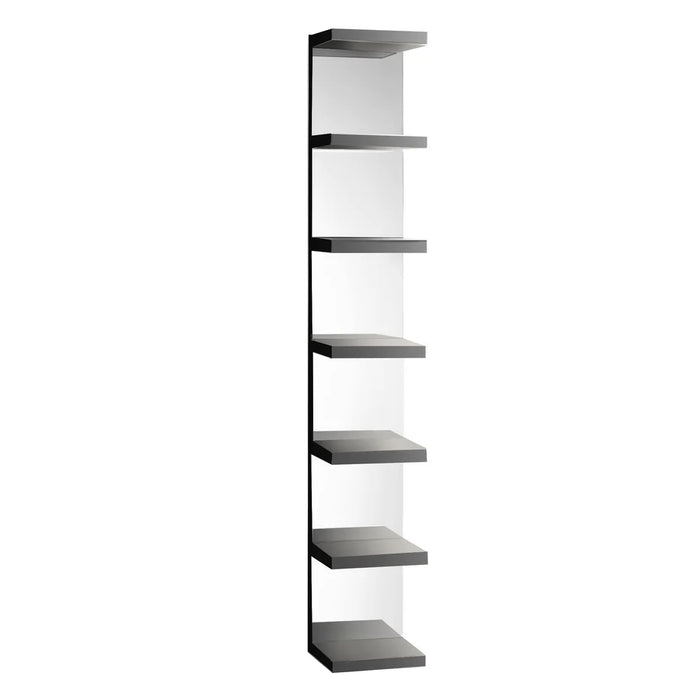 Modern glam mirrored display shelf with multiple storage levels in Sacramento showroom