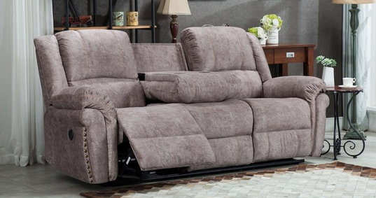 Luxury Holland Velvet Power Reclining Sofa Set with USB Ports, Nailhead Trim & Cupholders – Chair, Loveseat, Sofa