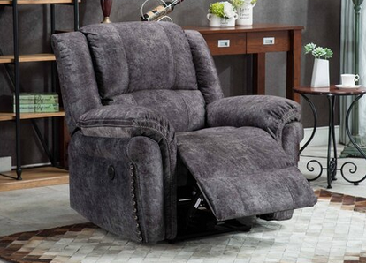 Luxury Holland Velvet Power Reclining Sofa Set with USB Ports, Nailhead Trim & Cupholders – Chair, Loveseat, Sofa