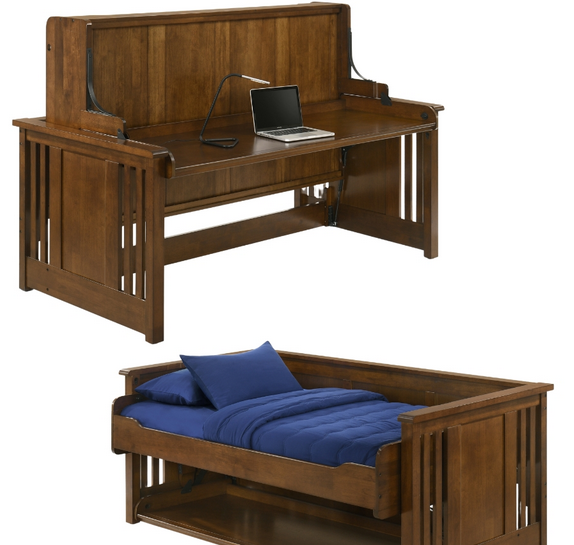 Artisan Desk Bed – Convertible Desk to Twin-Size Bed with Power Socket & USB