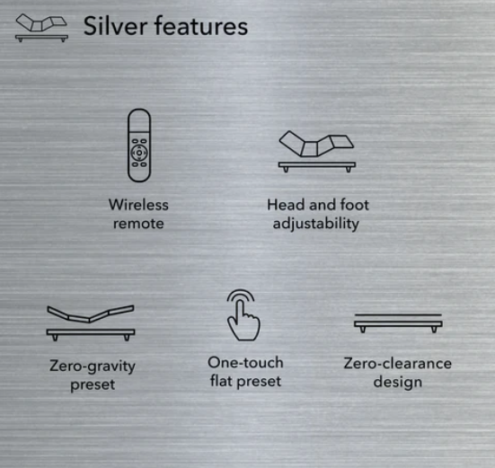 baseLogic™ Silver Adjustable Base – Head & Foot Adjustability, Zero-Gravity Support & Wireless Remote