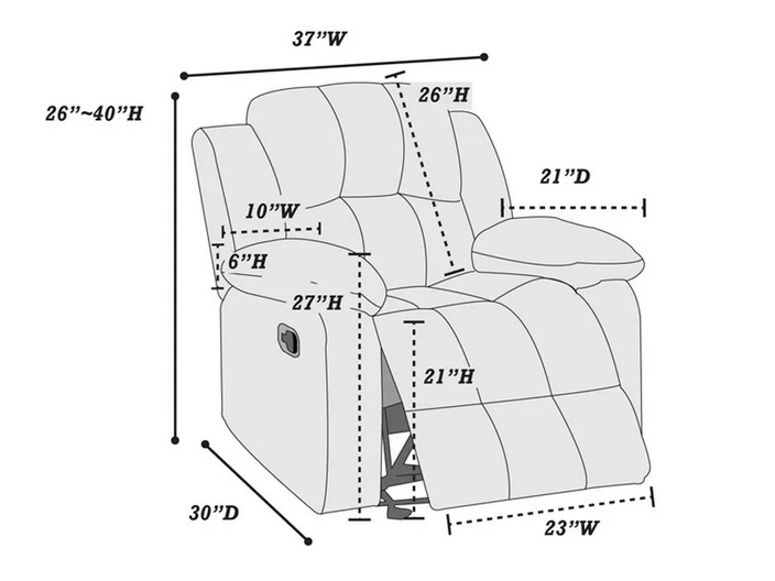 Sofa, Loveseat & Recliner Set – Padded Suede with Faux Leather, Metal Recliners & Pine Frame