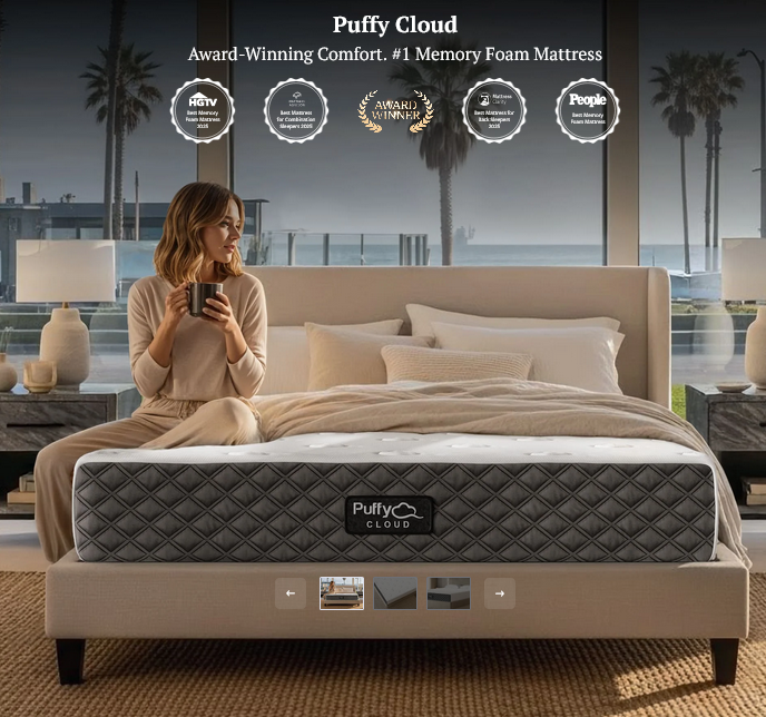 Puffy Cloud Mattress – Plush memory foam mattress with cooling gel technology, available at Sacramento Furniture Store