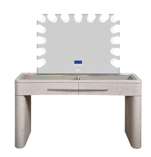 m
Luxury makeup vanity with RGB lights, USB ports, and faux wood finish available in Sacramento CA