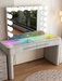 

SlayStation Willow vanity table with RGB lighting and mirror on display at Sacramento Furniture Store