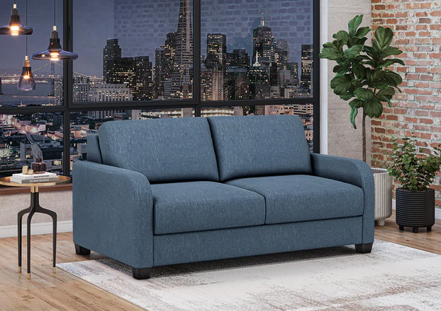 Omnia Leather Dove sleeper sofa with softly rounded radius arms at Sacramento Furniture Store