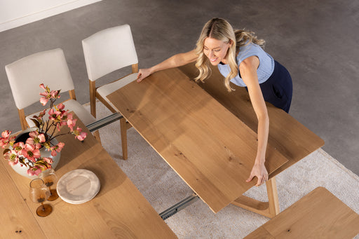 Modern extendable dining table with solid wood sled legs – Sacramento, CA 95841