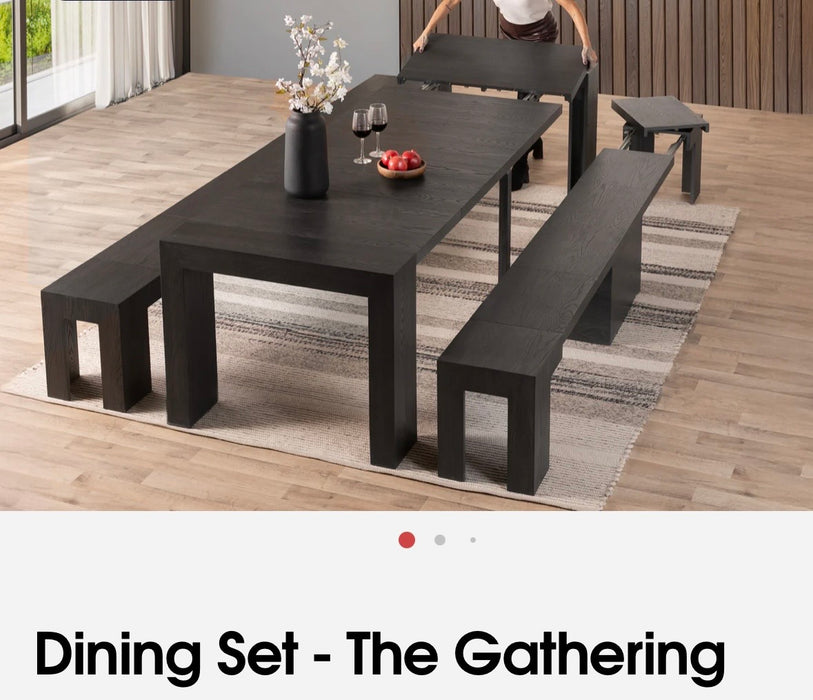 Transformer table the gathering in smoked hickory 