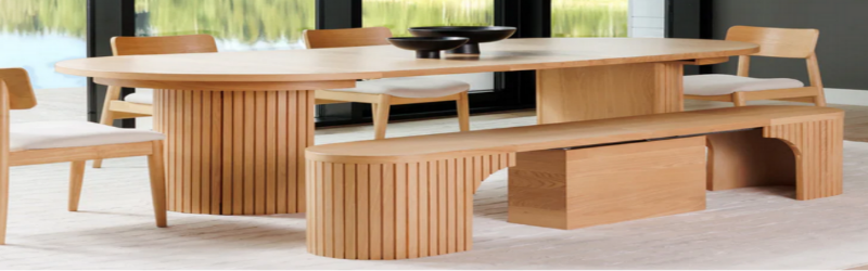 Transformer round to oval dining table in Scandinavian Oak finish – Sacramento Furniture Store