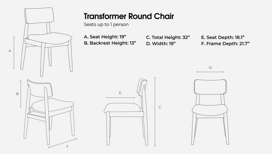 Adjustable transformer table dimensions  for chair