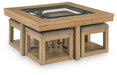 Wittenmyer - Cocktail Table With 4 Stools (Set of 5) - Natural / Black