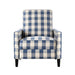 Buffalo Plaid Push Back Recliner Chair For Living Room - Blue / White
