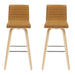 Vienna - 39.5" Swivel Bar Height Square Back Wood Bar Stool With Faux Leather Seat