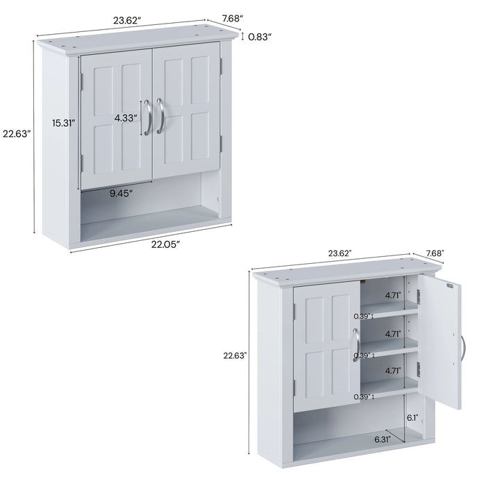 Multi Functional Wall Mounted Cabinet With Adjustable Shelves For Bathroom