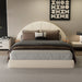 Queen Arched Bed With Small Table, Floor Standing Design - Beige