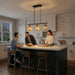 Elysian - 3 Lights Island With Natural Shade Farmhouse Chain Ceiling Lamp - Black / Rattan
